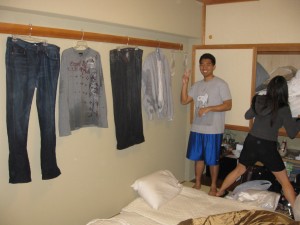 hanging our wet clothes